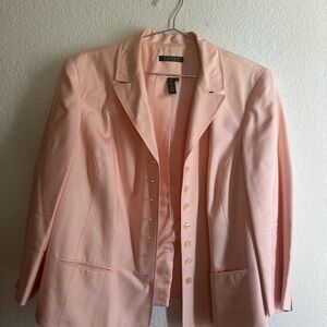 Ralph Lauren Pink Blazer with Lightweight Fabric and Notched Lapel